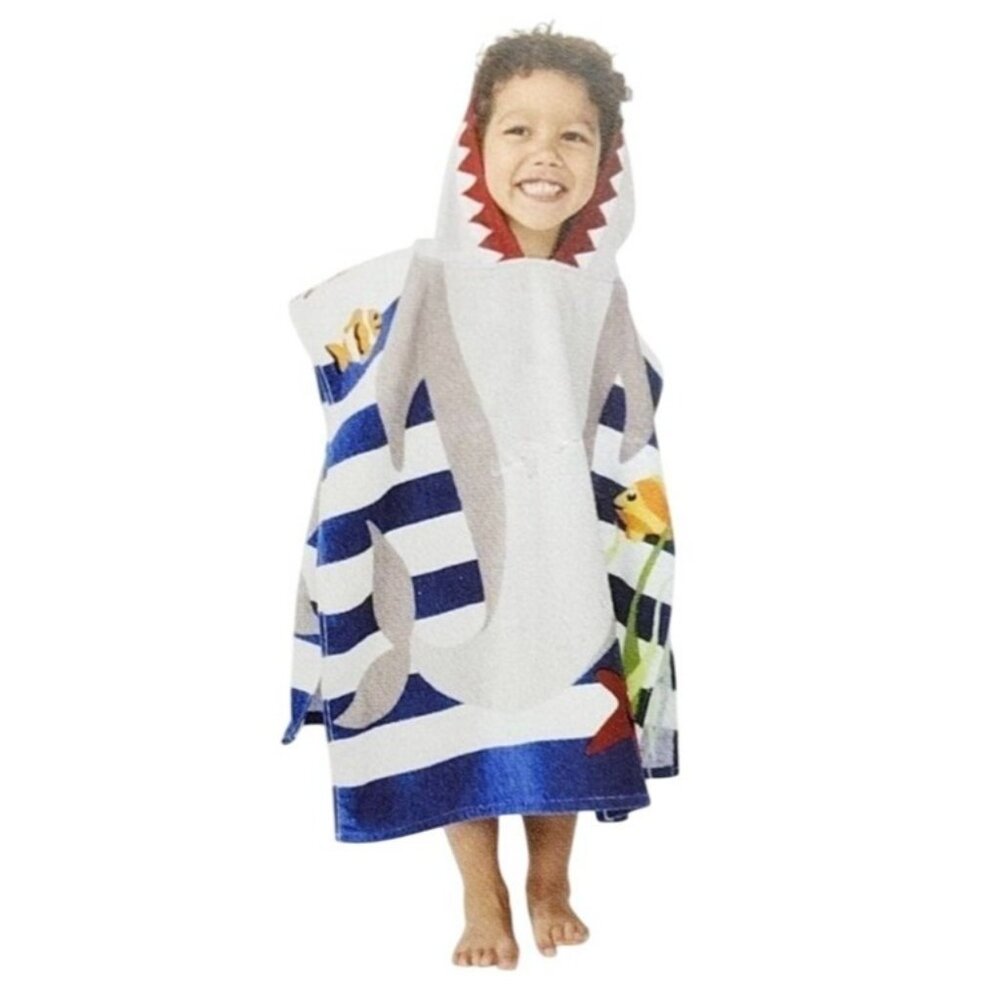 The Big One Kids Hooded Shark New Beach Poncho Towel
